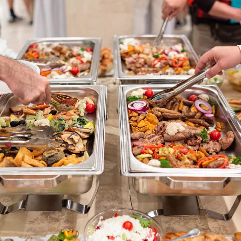Set 2/4 Chafing Dish Buffet Packs 9 QT Steel Chafers with Food Pans