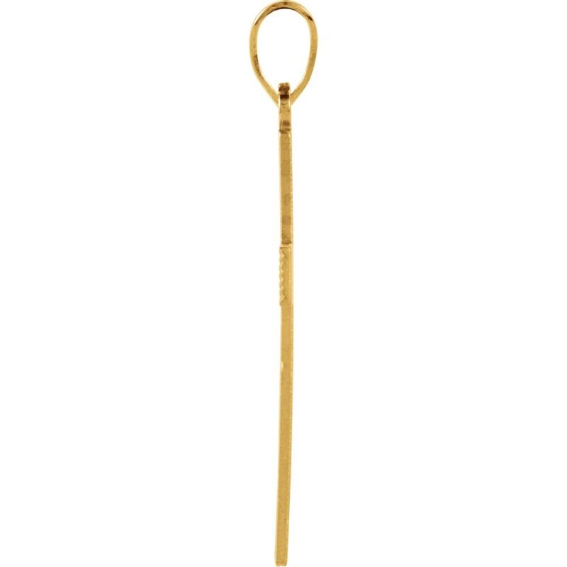 Curata 14k Yellow Gold Ridged Cross Pendant Necklace, 16" (22x14mm)