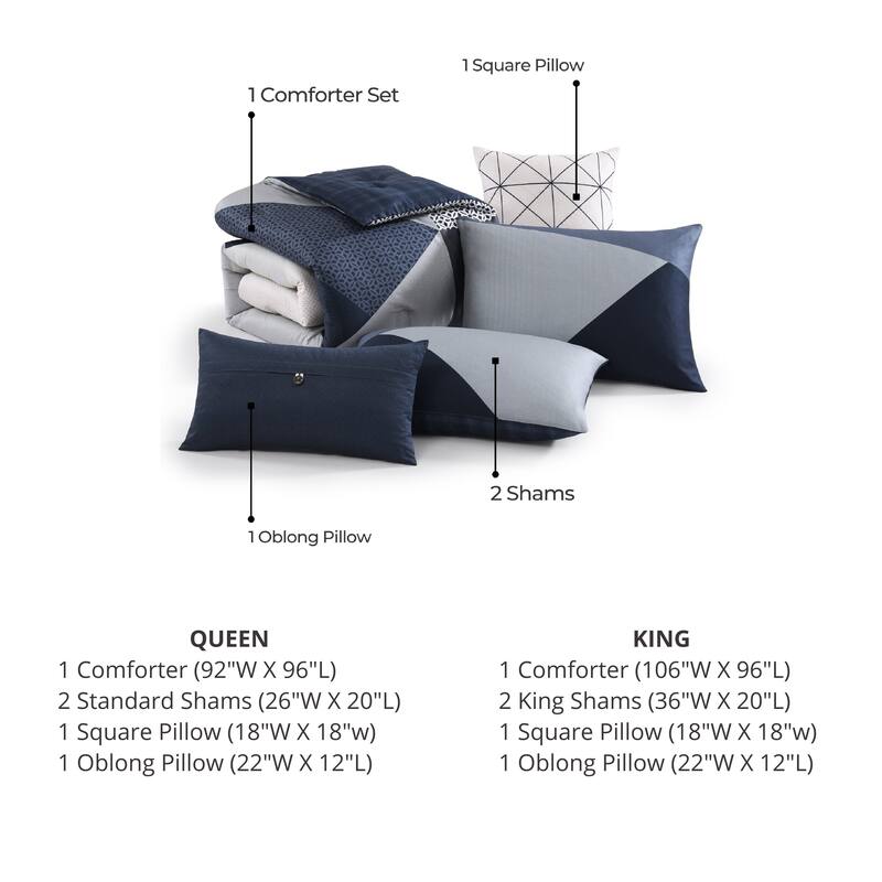 Bebejan Geo Fusion 100% Cotton Sateen 5 Piece Reversible Comforter Set