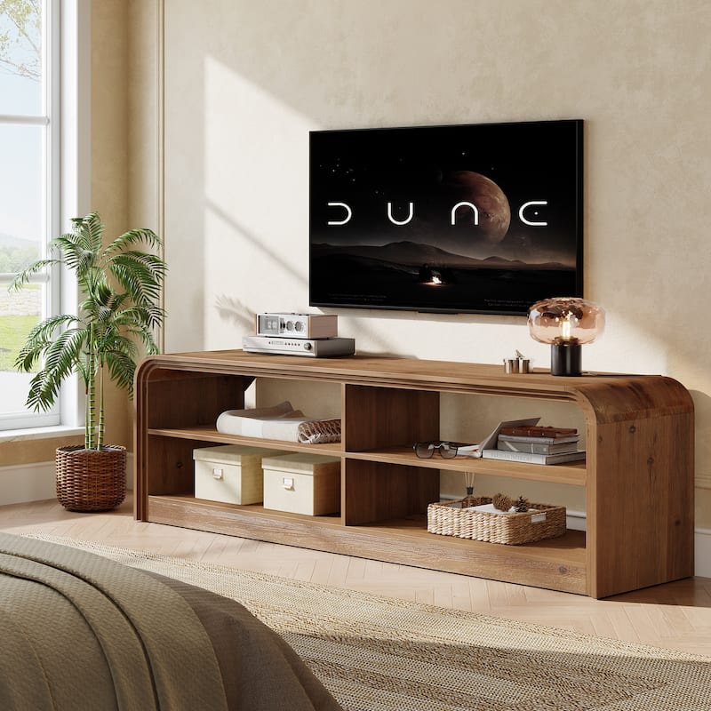 Solid Wood TV Stand, 63'' Long TV Console Table with Storage