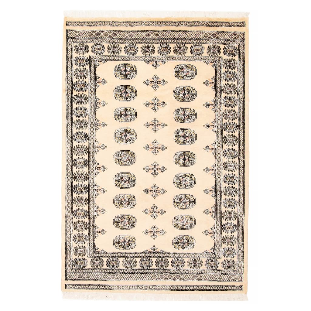 ECARPETGALLERY Hand-knotted Peshawar Bokhara Beige Wool Rug - 4'1 x 6'0