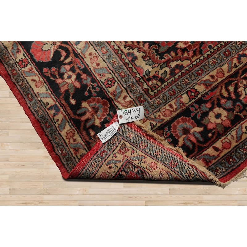 Hand Knotted Lilihaan Rose 100% Wool Traditional Oriental Area Rug - 9' 6'' x 25'