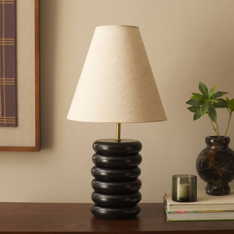 SAFAVIEH Lighting Solani Table Lamp 22-Inch Stacked Base Design - 12"W x 12"D x 22"H