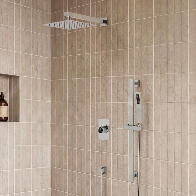 Slide Bar High-Pressure Balancing Shower System 10" Rainfall Shower Head with Handheld Shower