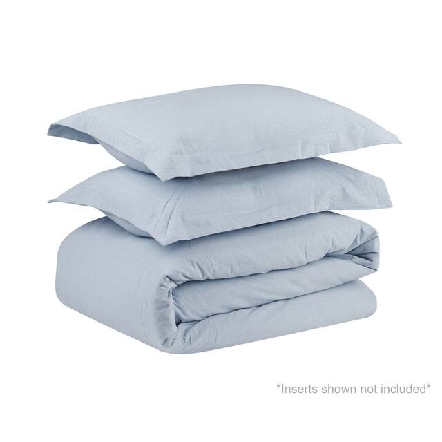 Swift Home Premium Cotton Prewashed Chambray Duvet Cover Set