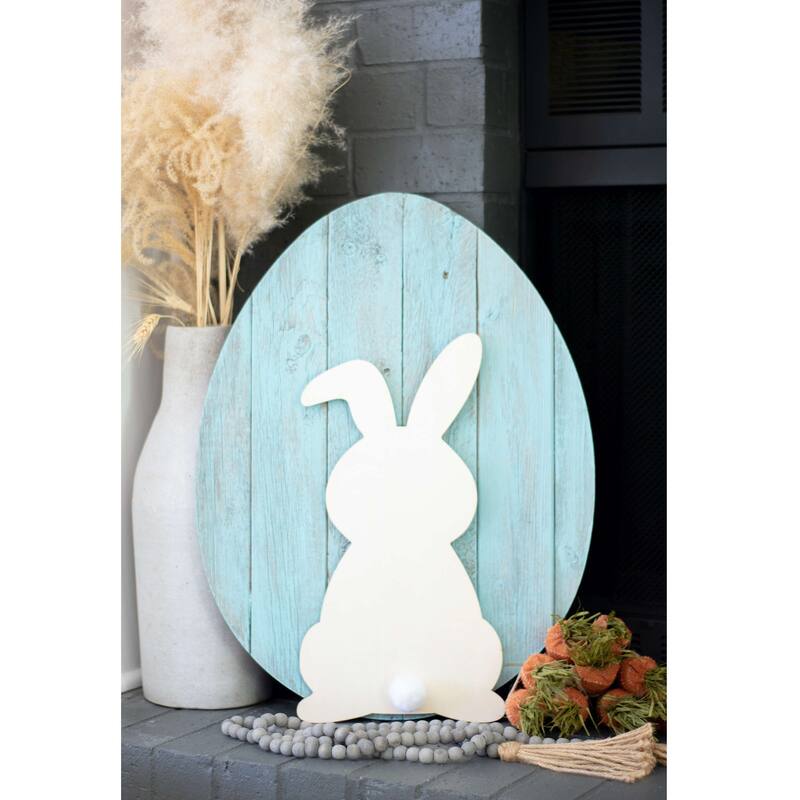 18" Rustic Farmhouse Wooden Large Egg - 18" H x 13.75" W