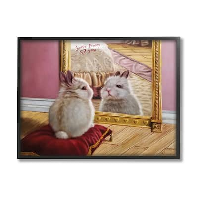 Stupell Some Bunny Loves You Adorable Rabbit in Mirror Framed Wall Art
