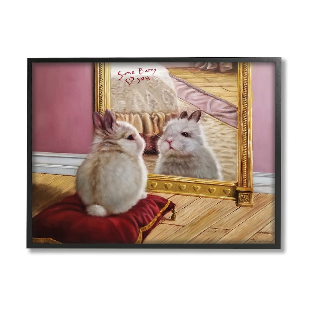 Stupell Some Bunny Loves You Adorable Rabbit in Mirror Framed Wall Art