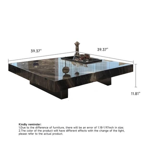 dimension image slide 1 of 4, JASIWAY Light Luxury Sintered Stone Square Coffee Table