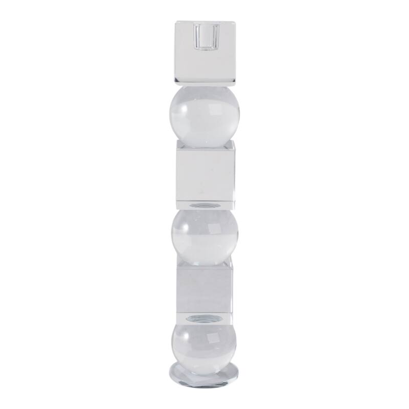 Modern Glass Crystal Pillar and Taper Candle Holder Geometric Design
