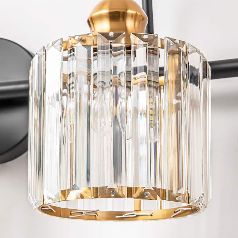 3/ 4-Light Modern Glam Crystal Dimmable Bathroom Vanity Light Linear Wall Light