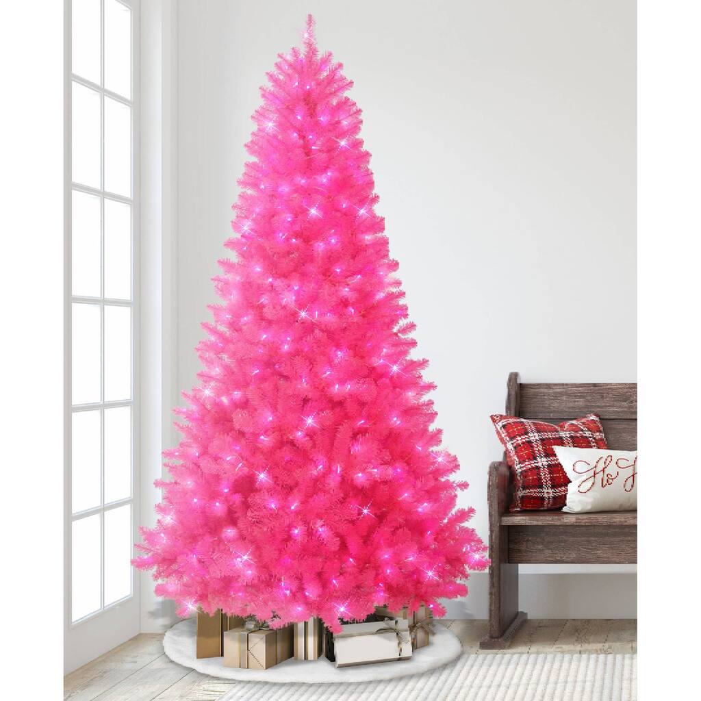 7.5' Pre-lit Dark Green PVC/Hardneedle Tree