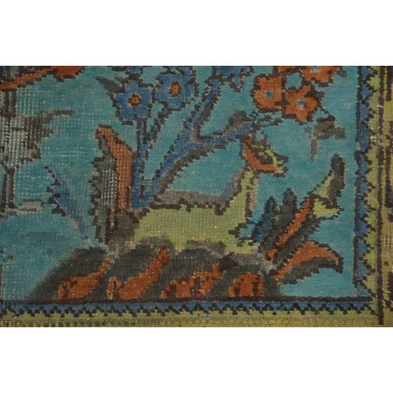 Hand Knotted Oriental 100% Wool Carpet Traditional Medallion Greys & Charcoal Tabriz Area Rug - 9' 7'' X 6' 7''