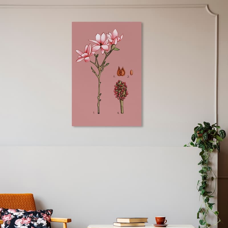 Wynwood Studio Canvas Floral and Botanical Pink Flower Fruit Pink and Rustic Wall Art Canvas Print - 30 x 20