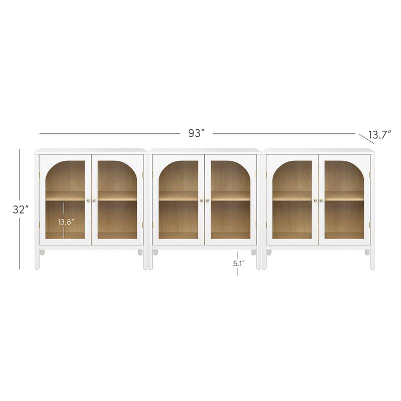 Nathan James Mason Sideboard Buffet with Glass Doors and Adjustable Shelves