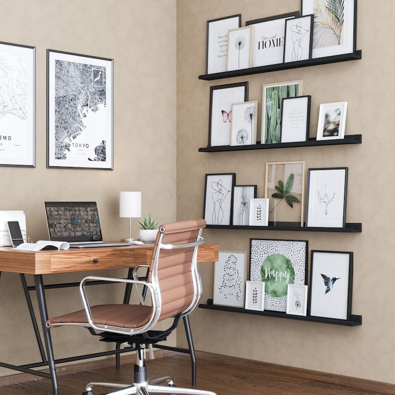 Wallniture Boston 46" Floating Shelves for Wall, Picture Ledge (Set of 4)
