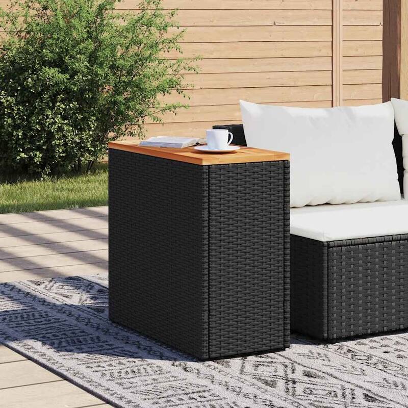 vidaXL Patio Side Table Outdoor Furniture Side Tea Coffee Table Poly Rattan - 10.8 x 22.8 x 21.7 in