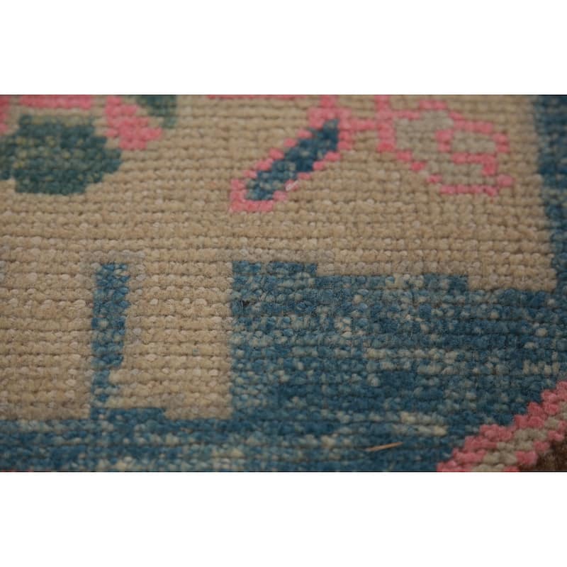 Hand Knotted Oriental 100% Wool Carpet Transitional Geometric Brown Oushak Runner Rug - 16' 1'' X 3' 5''