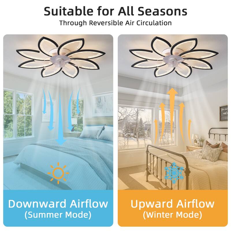 Modern Ceiling Fan Light with Adjustable Lighting and 6 Speed Settings, Reversible DC Motor for Bedroom and Living Room