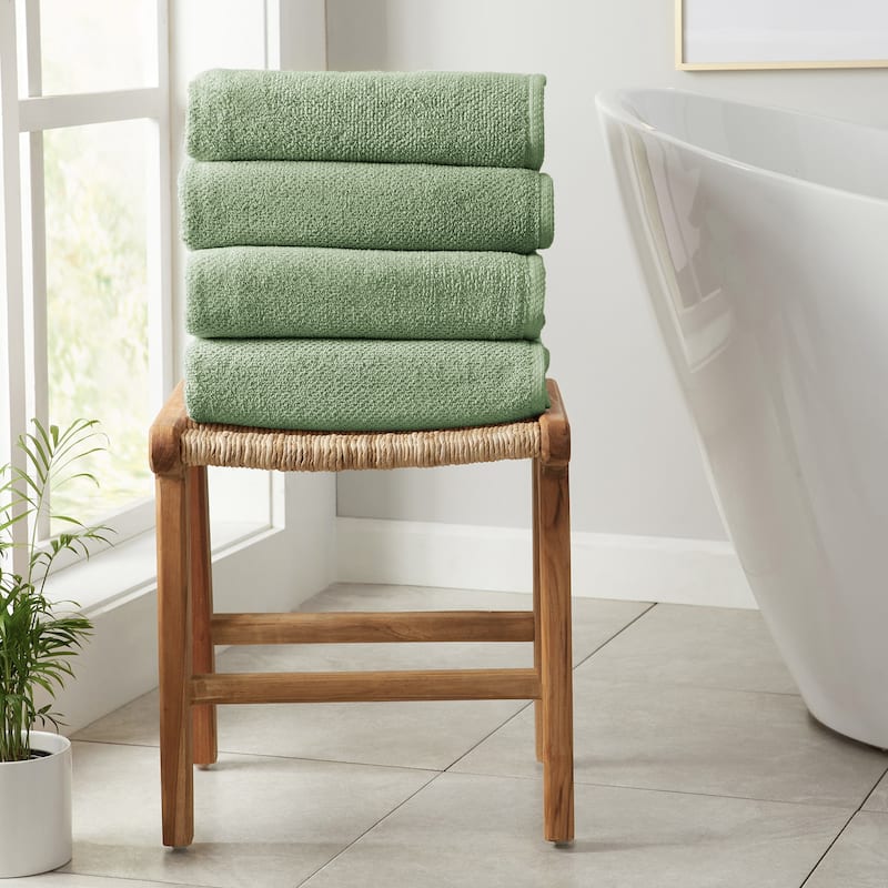 100% Cotton Acacia Collection Ultra Absorbant Popcorn Bath Towels - Bath Towel (Pack of 4) - Eucalyptus