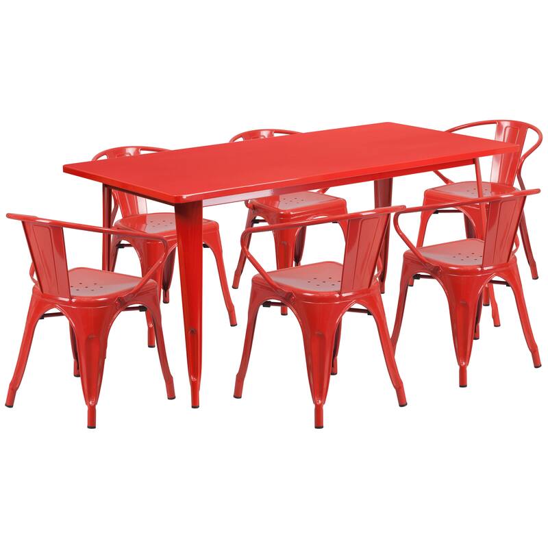 Rectangular Metal Indoor-Outdoor Table Set