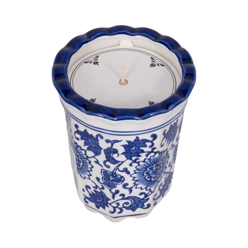 Modern Chinoiserie Ceramic Candle - Jasmine Scented Candle - 5.0"