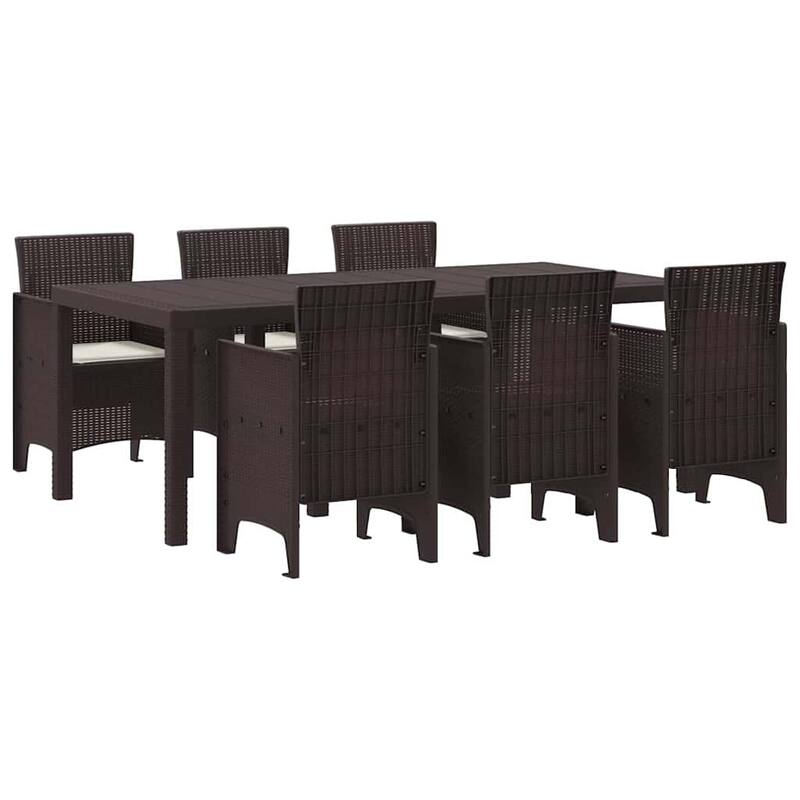 vidaXL Garden Dining Set 7/9 pcs Anthracite/Brown Polt rattan - 200 x 100 x 73 cm