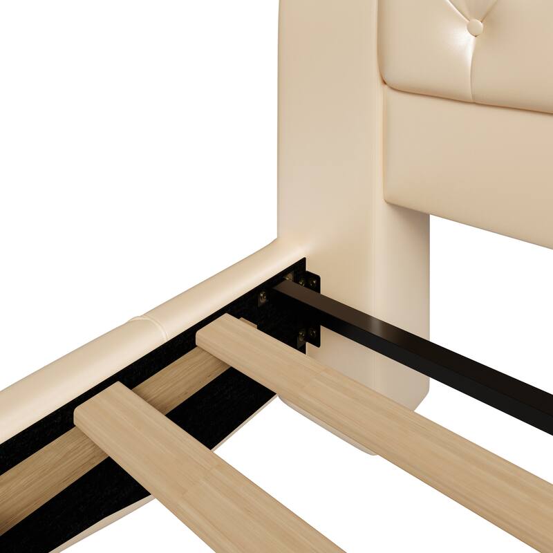 Christopher Knight Home - Modern Upholstered Platform Bed with Wood & Metal Frame with Button-Tufted Headboard