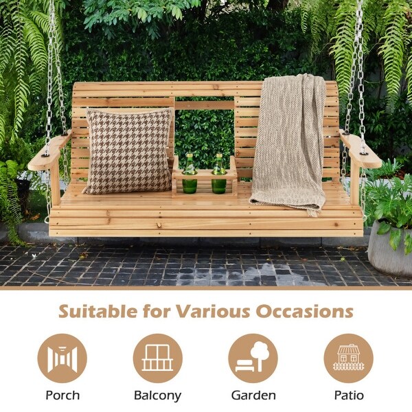 5 Feet Porch Swing Chair with Adjustable Chains and Foldable