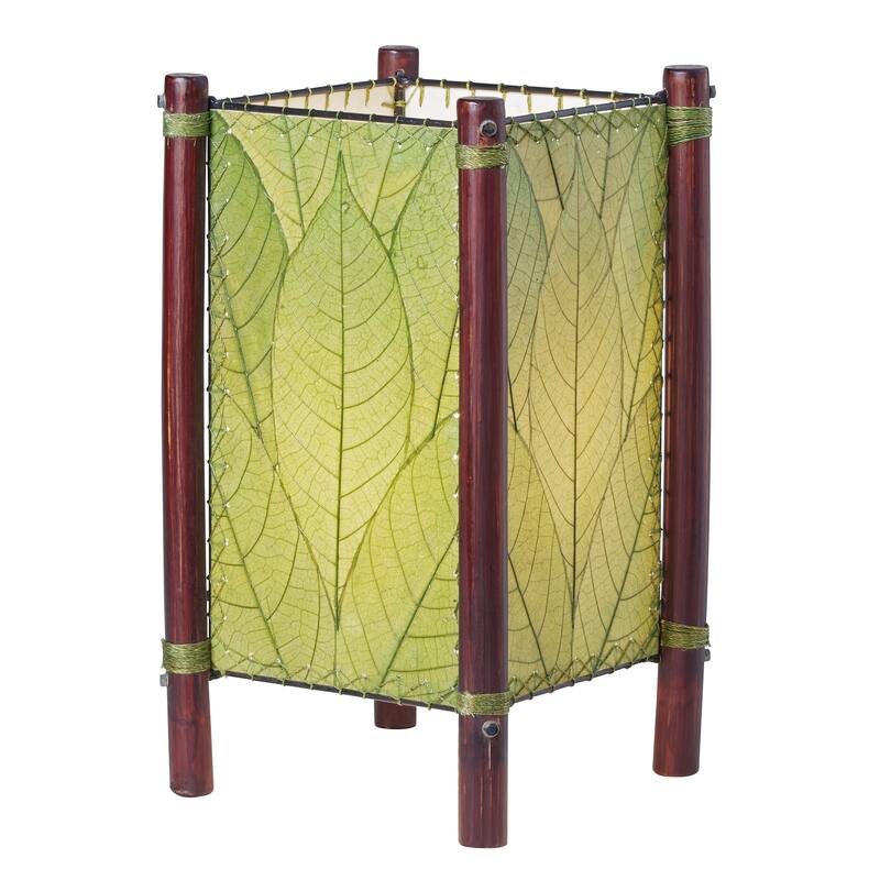 Eangee Handmade Fortune Table Lamp, Cocoa Leaves Shade, 9 x 9 x 15 in.