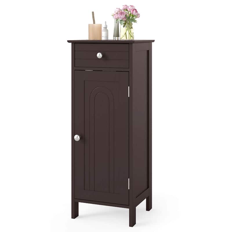 Costway Bathroom Floor Cabinet Storage Organizer Free-Standing with - See details