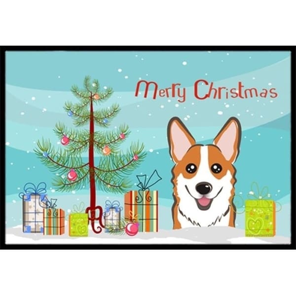 Carolines Treasures BB1626MAT Christmas Tree & Red Corgi Indoor or Outdoor Mat 18 x 27