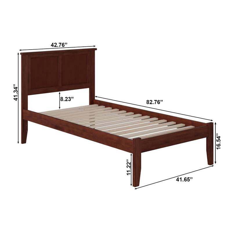 AFI Madison Twin XL Platform Bed with Charging Station in Walnut