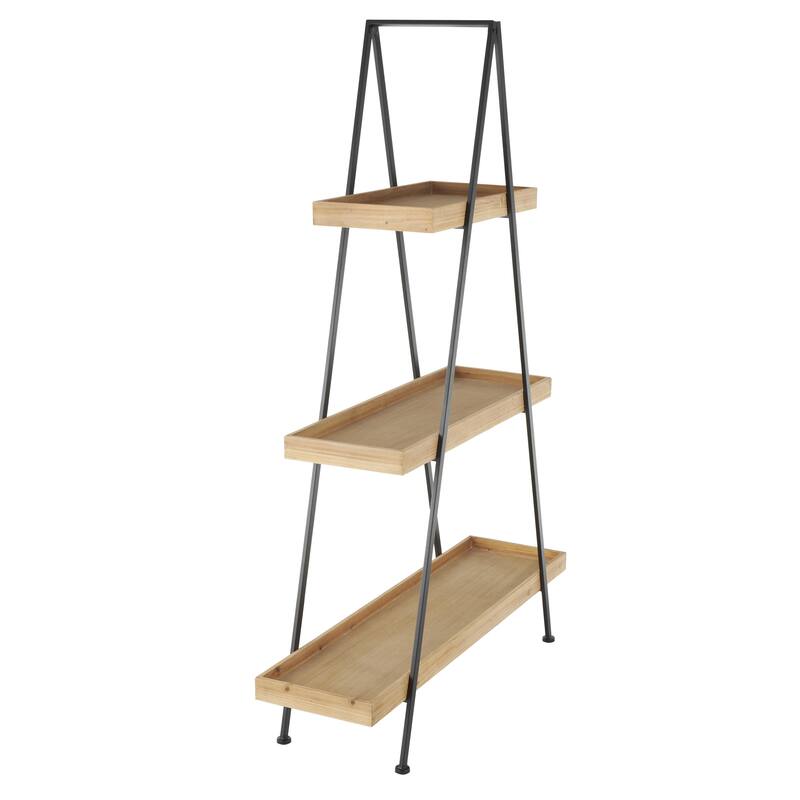 Metal 3 Shelf Shelving Unit with Black Metal Triangle Frame - Black - Roche River Decor