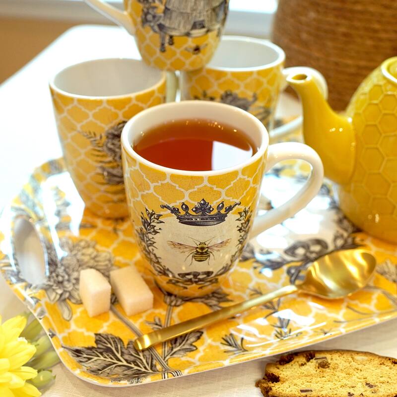 Certified International French Bees Set of 4 Mugs