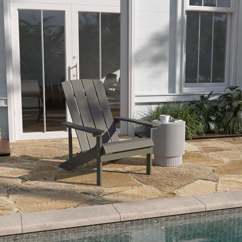 Outdoor All-Weather Poly Resin Wood Adirondack Chair - Gray