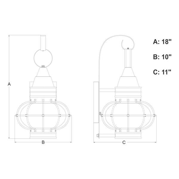 VAXCEL Chatham 18 in. H 1-Light Black Coastal Outdoor Wall Sconce, Durable Steel, Clear Seeded Glass Shade, LED Compatible