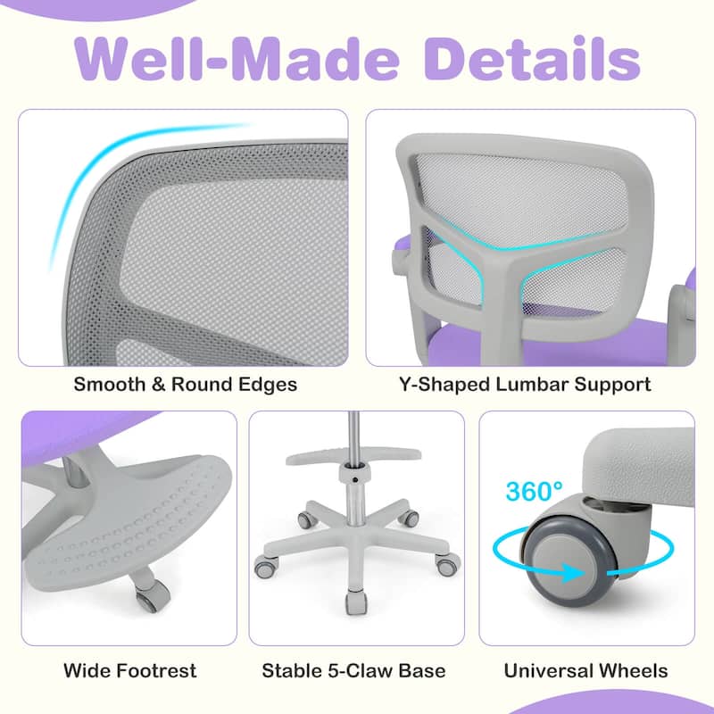 Costway Kids Desk Chair Children Study Chair with Adjustable Height, - See Details