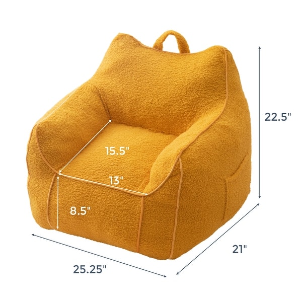 dimension image slide 5 of 12, Children's Bean Bag Chair,Corduroy Bean Bag Sofa with Armrests