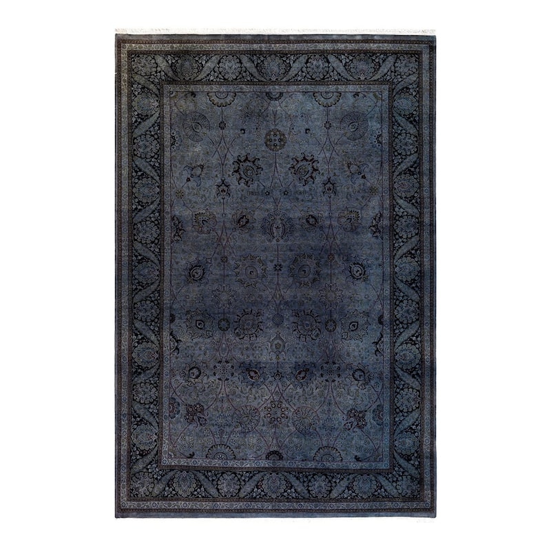 Overton Hand Knotted Wool Vintage Inspired Modern Contemporary Overdyed Gray Area Rug - 6' 4" x 9' 7"
