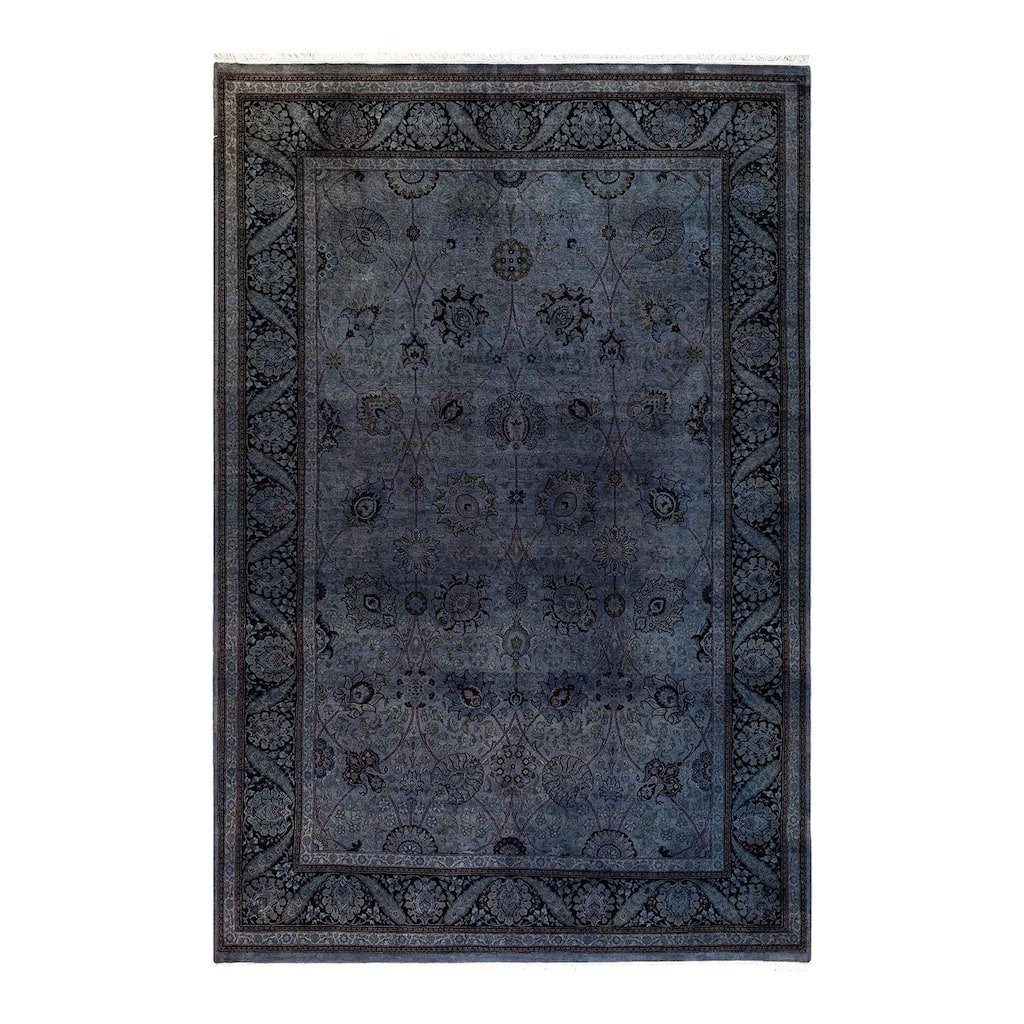 Overton Hand Knotted Wool Vintage Inspired Modern Contemporary Overdyed Gray Area Rug - 6' 4" x 9' 7"