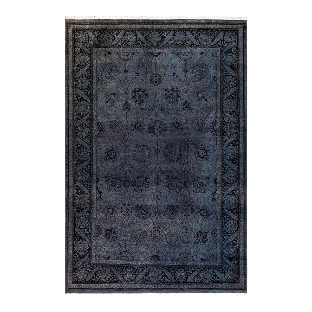 Overton Hand Knotted Wool Vintage Inspired Modern Contemporary Overdyed Gray Area Rug - 6' 4" x 9' 7"