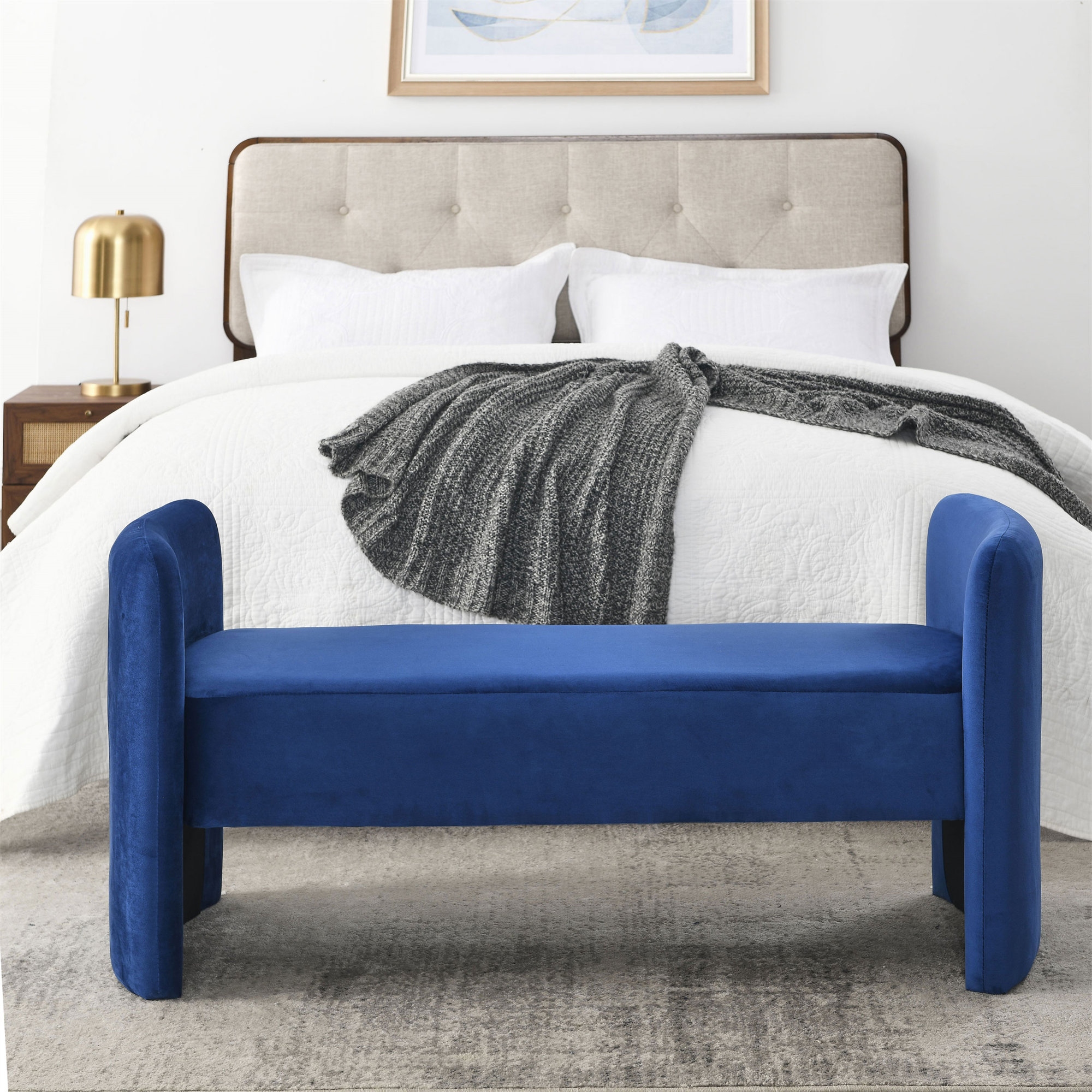 Blue end of bed bench outlet