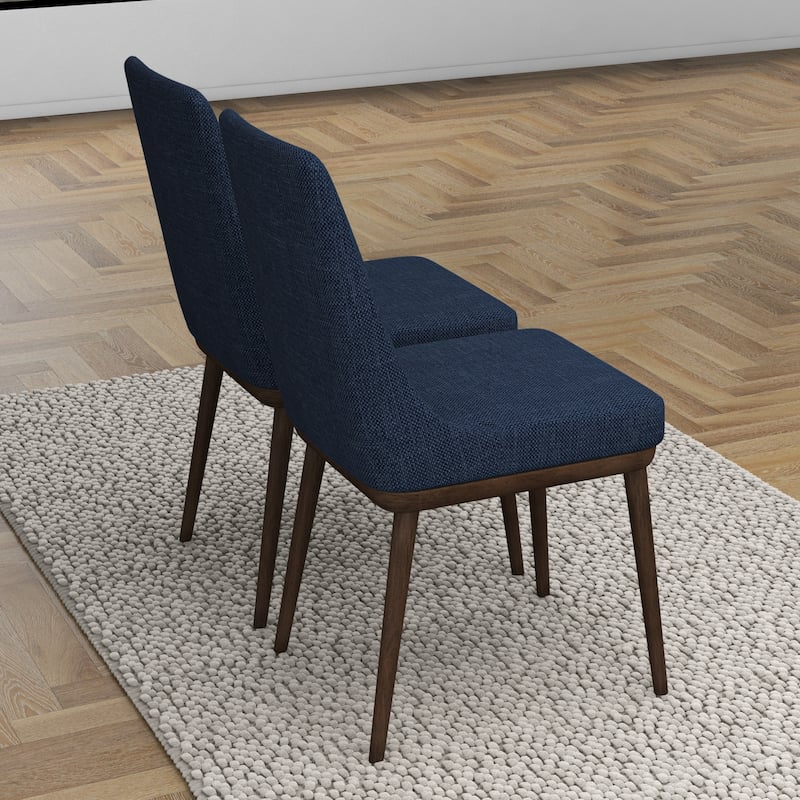 Belladonna Mid-Century Modern Polyester Blend Dining Chair in Blue (Set of 2)