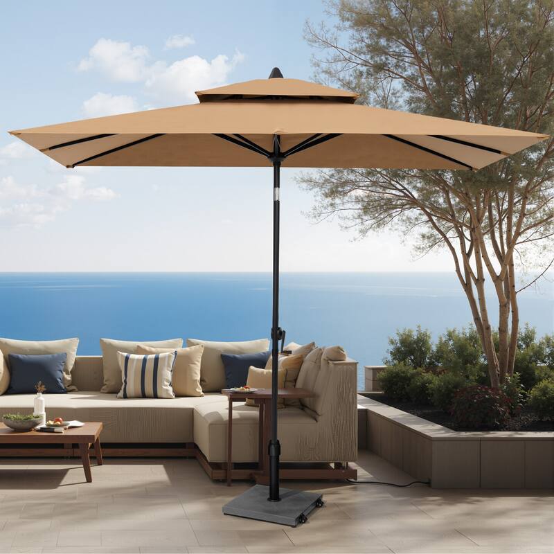 45LBS Outdoor Patio Square Concrete Market Umbrella Base Stand with Wheels