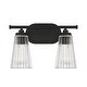preview thumbnail 1 of 9, Savoy House Chantilly 2-Light Bathroom Vanity Light with Clear Fluted Glass Shades (14" W x 10"H) Matte Black