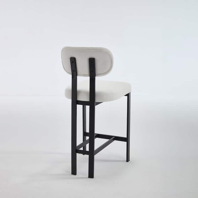 Bar Stools Set of 2, 26 inch Modern Upholstered Fabric Counter Height Bar stools, Kitchen Island Chairs with Metal Legs