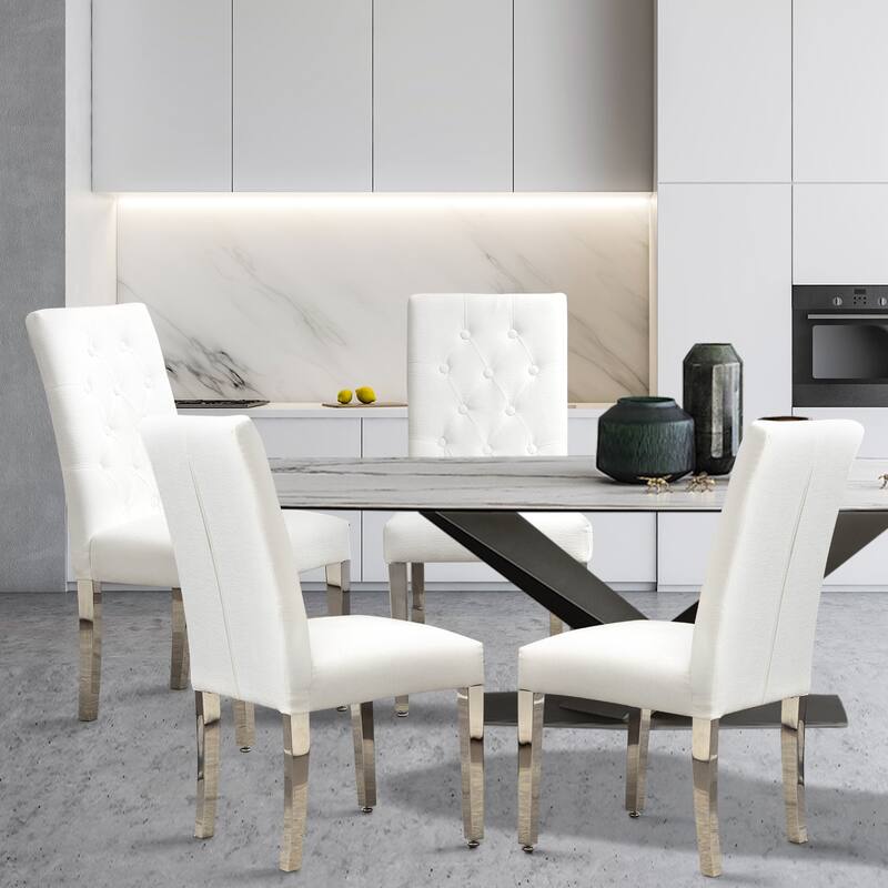 Modern Velvet Upholstery Dining Chairs Set of 2 - Stainless Steel Legs & S-Shaped Springs