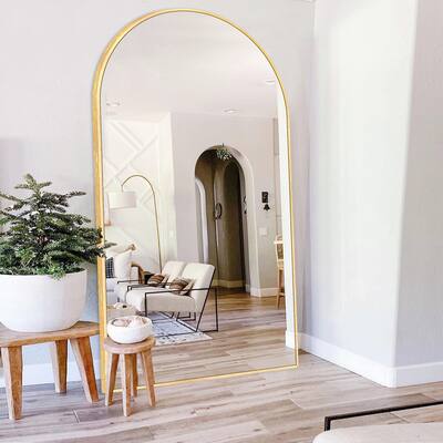 Modern Arched Full Length Aluminum Alloy Floor Mirror Standing Mirror