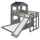 preview thumbnail 12 of 47, Playhouse-inspired Style Twin over Full Wooden Bunk Bed,Loft Bed with Playhouse,Farmhouse, Ladder, Slide and Guardrails